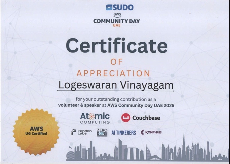 Logeswaran Vinayagam - AWS Community Day Dubai Event 3